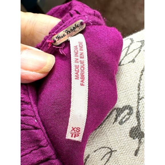 Free People Ruffled Collar 3/4 Sleeves Deep V Front Morning Light Mini Dress XS - Picture 13 of 13